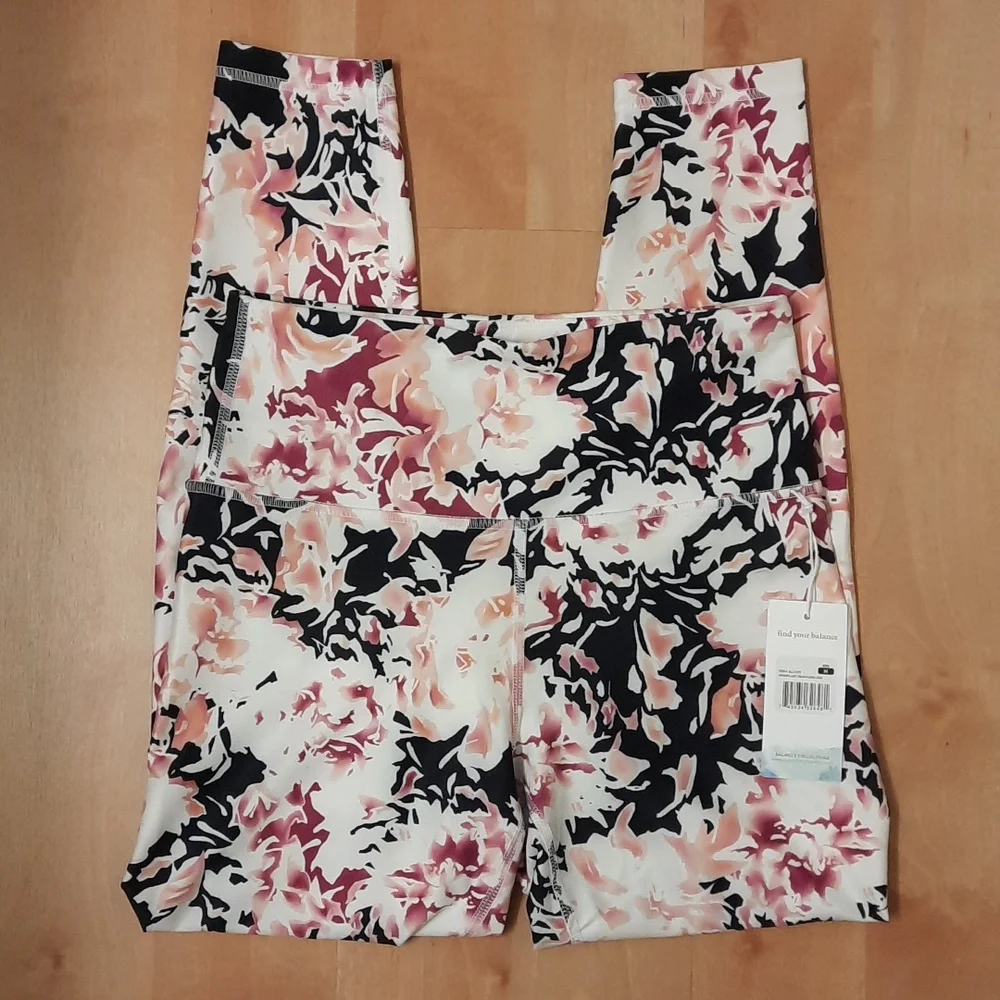 NWT, Balance Collection Magenta Lust Dream Floral Compression Leggings
